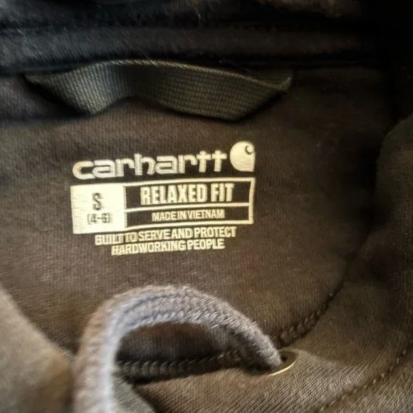 Carhartt Black Hoodie with White Sleeve Logo women’s sm 4-6 - Picture 6 of 6